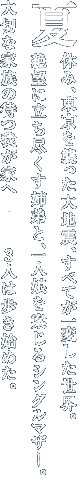 夏休み、東京を襲った大地震、すべてが一変した世界。絶望に立ち尽くす姉弟と、一人娘を案じるシングルマザー。大切な家族の待つ我が家へ―　　３人は歩き始めた。